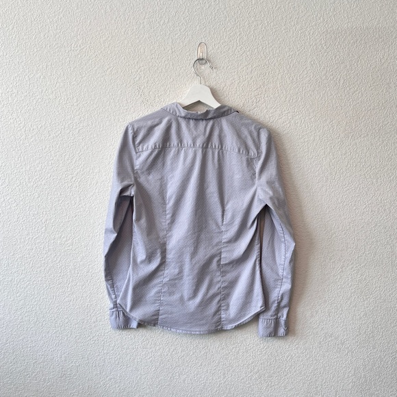 H&M Size 10 Women’s Light Gray Button Down Long Sleeve Shirt White Polka Dots - Picture 7 of 7